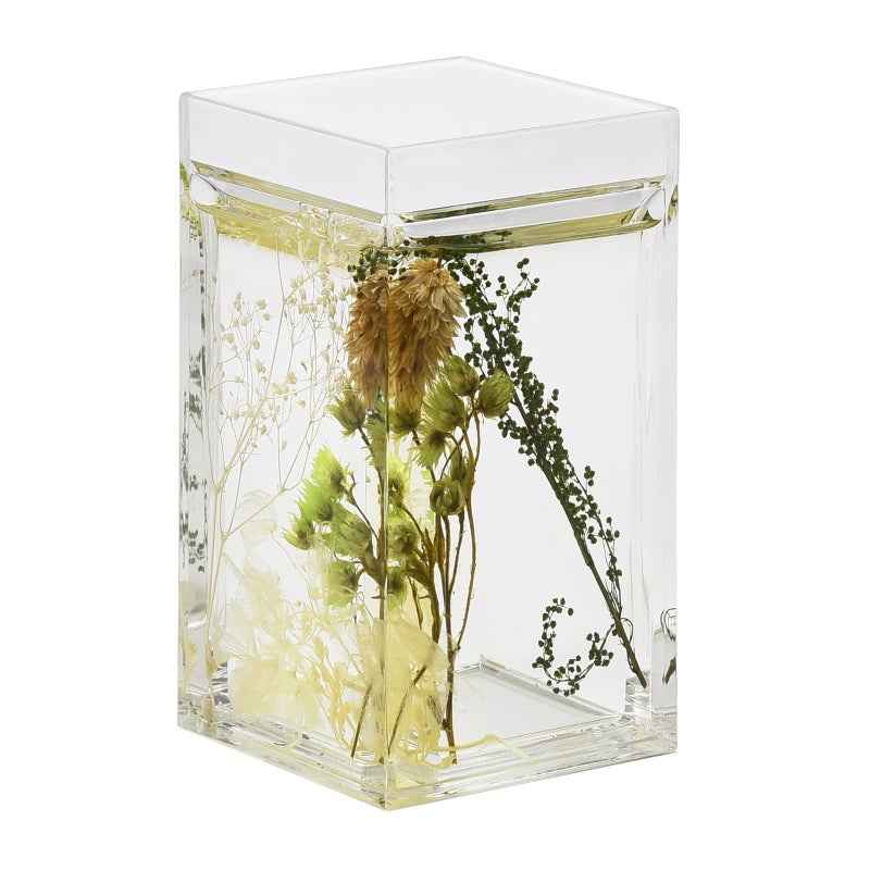 Locco Decor 4 قطع سائل أكريليك 4D عائم بحركة الحمام مجموعة ملحقات زينة الحديقة والنباتات الخضراء وحامل فرشاة الأسنان وموزع الصابون وطبق الصابون - Image 2